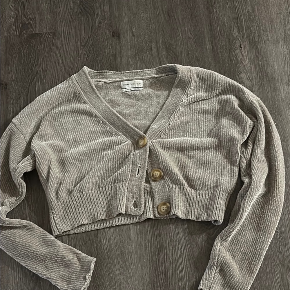 Cropped Beige Cardigan with Button Detail